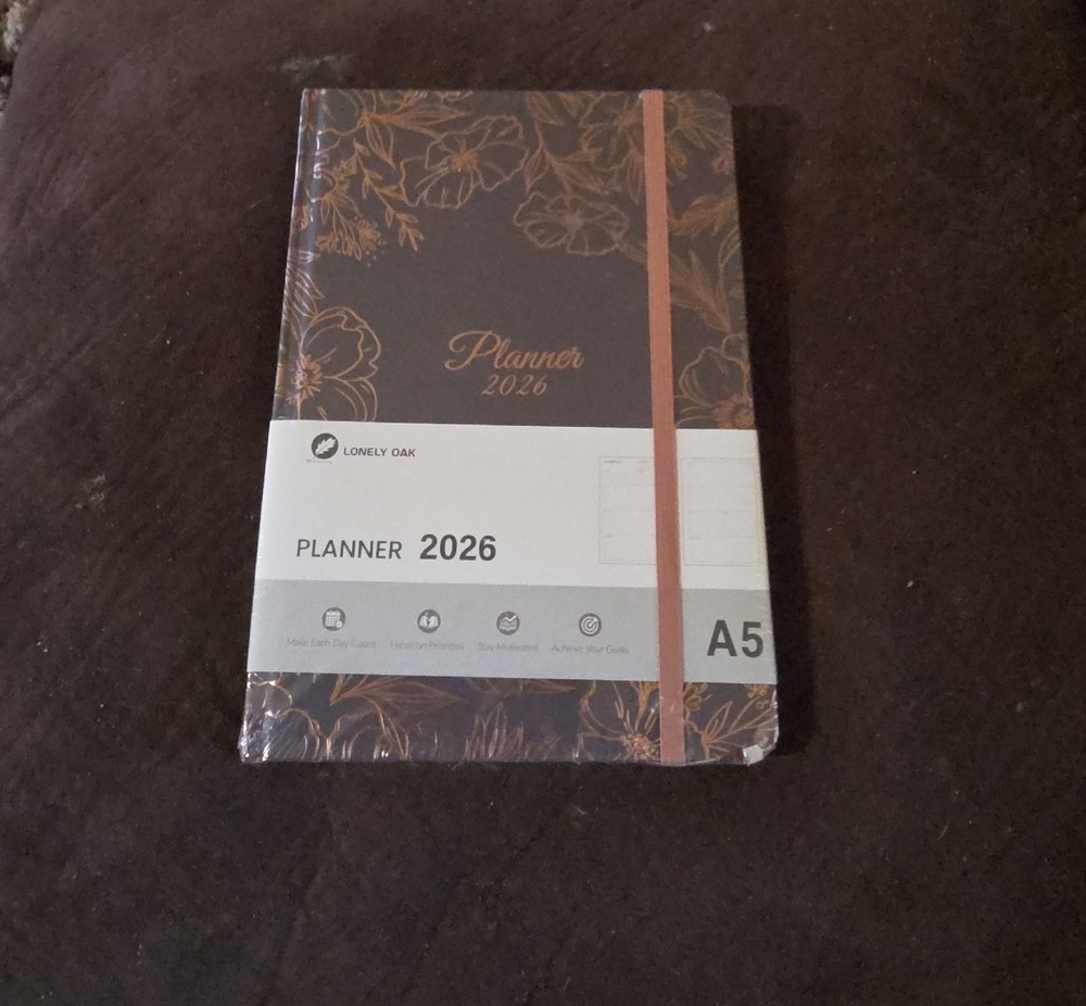 Lonely Oak 2026 A5 Floral Planner - Brown with Rose Gold Accents